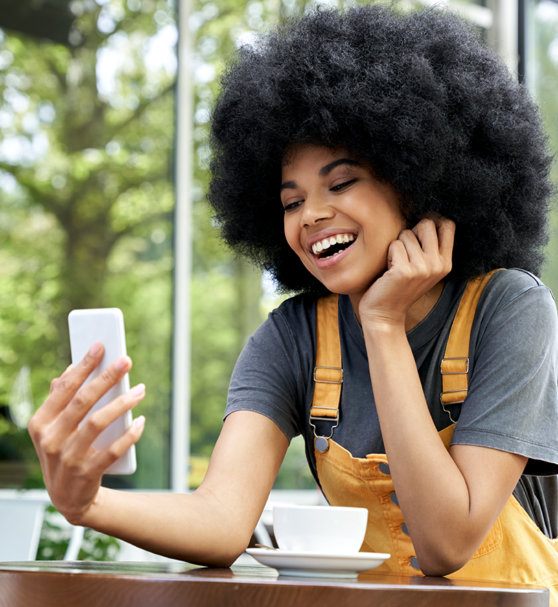 Woman smiling and happy